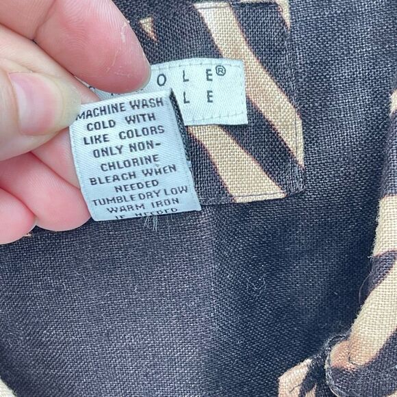 Carole Little Womens Button Up Shirt Long Sleeve Linen Animal Print Brown 3X - Picture 5 of 11